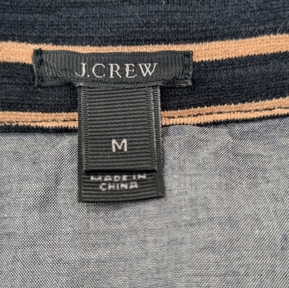 J.Crew Woman Maritime Blazer Jacket Black Tan Striped Button Front Collared M - Picture 8 of 11